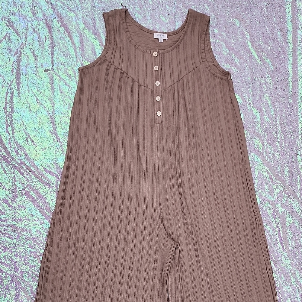 Umgee Women's Brown Sleeveless Jumpsuit!! Size LARGE Oversized!!